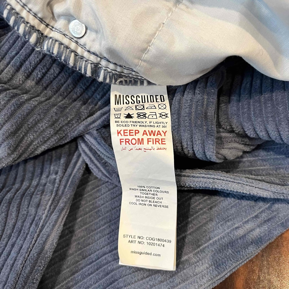 Missguided Light Blue Gray Pants Corduroy Bottoms Straight Boot Leg Size Us 14 View 4